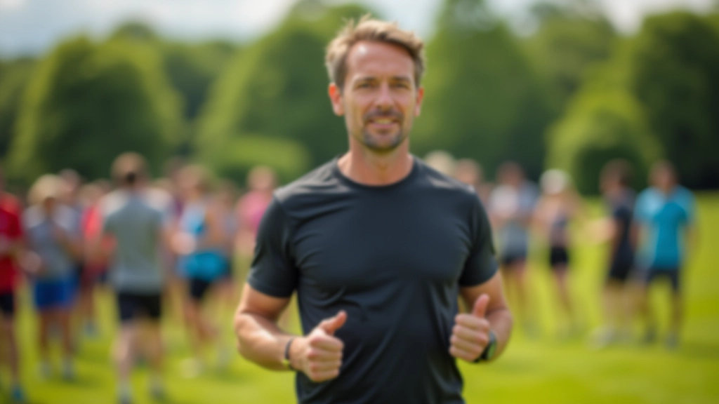 Coach instructing a small group of boot camp participants during an outdoor training session